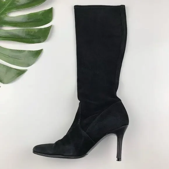 Stuart Weitzman Boots Black Suede Tall Knee High Heeled Women's 7.5 - Picture 7 of 11